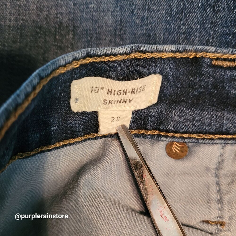 Madewell Jeans 28 Skinny 10" High Rise Hayes Wash F4684 Tummy Control Stretch - Picture 5 of 12
